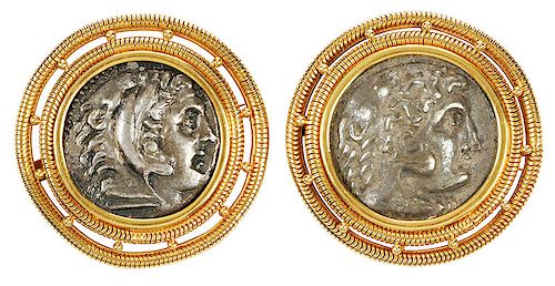 Two 18kt. Coin Brooches