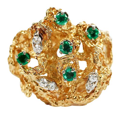 18kt. Diamond and Emerald Ring