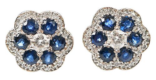 18kt. Diamond and Sapphire Earrings