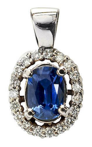 14kt. Sapphire and Diamond Pendant