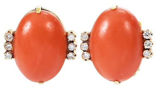 18kt. Coral and Diamond Earrings