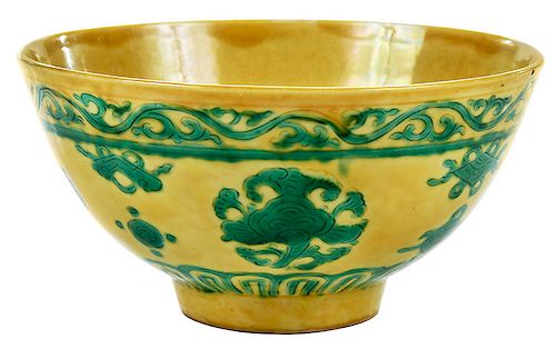 Qing Dynasty Famille Jaune Bowl