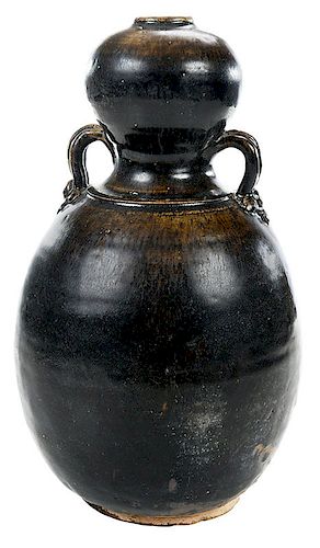 Chinese Iron Brown Glazed Double Gourd Vase
