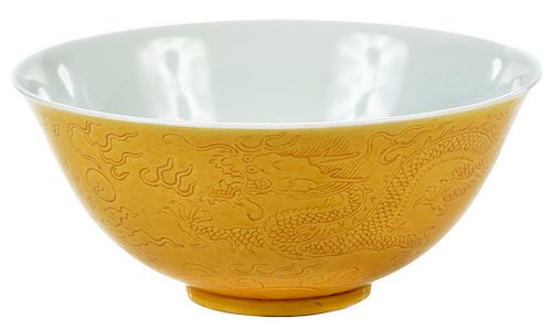 Chinese Yellow Bowl with Walking Dragons