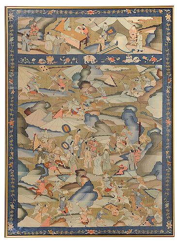 Chinese Kesi Slit Tapestry of Epic Battle