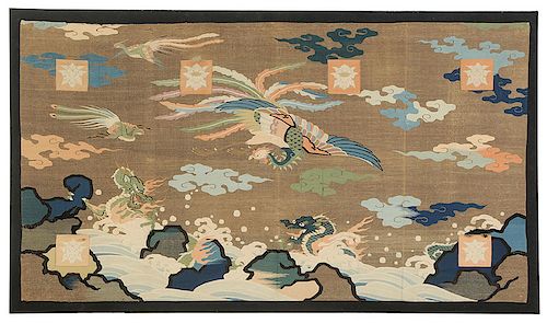 Chinese Kesi Slit Phoenix and Dragon Panel