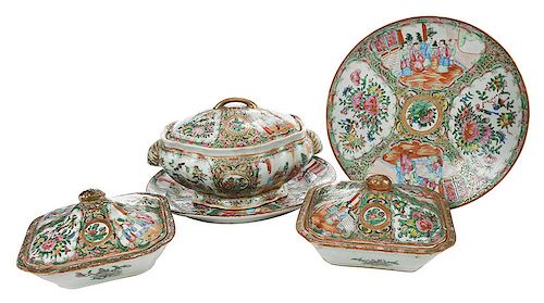 Four Rose Mandarin Porcelain Serving Pieces