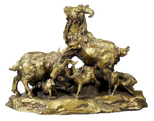 Chinese Gilt Bronze Sculpture of Rams