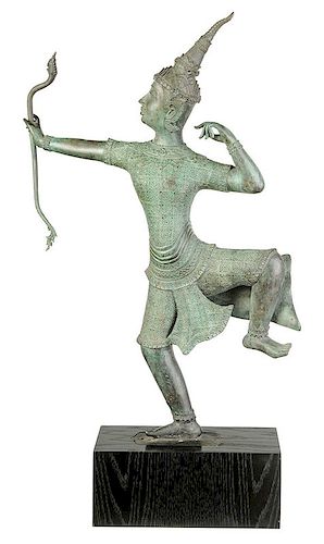 Southeast Asian Patinated Bronze Archer