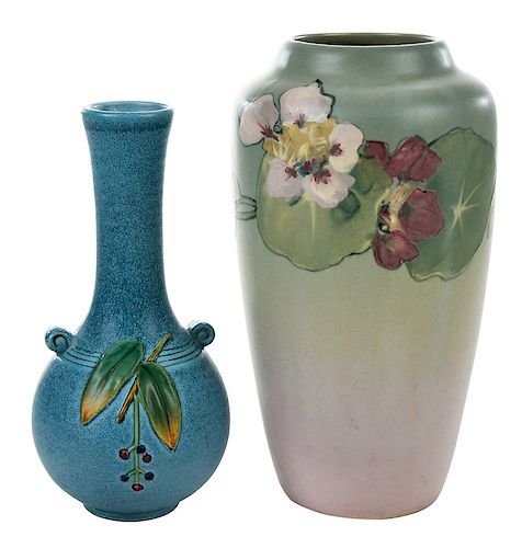 Two Weller Pottery Decorated Vases