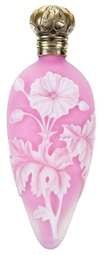 British Cameo Pink and White Scent Bottle