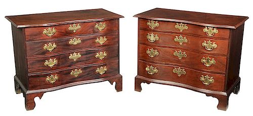 Near Pair American Chippendale Serpentine Chests