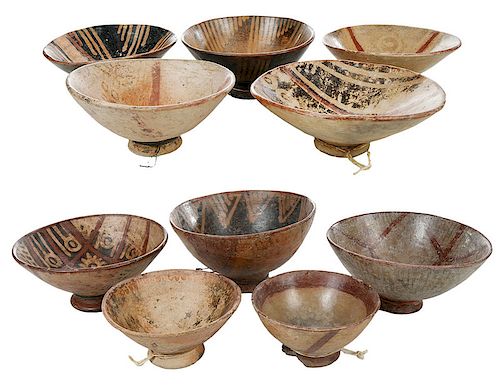 10 Narino Footed Pottery Bowls 
