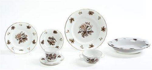 A Royal Worcester Porcelain Dinner Service, Diameter of dinner plate 10 3/4 inches.