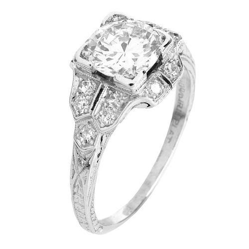 Art Deco 1.30 Carat TW Diamond and Platinum Ring