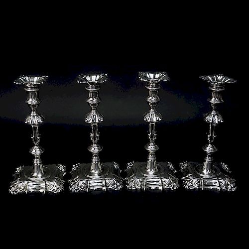Four George II Period Sterling Silver Candlesticks