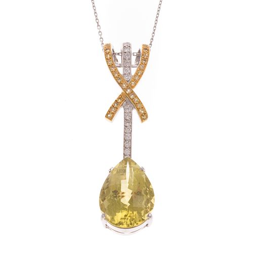 A Diamond, Sapphire & Citrine Necklace in 18K