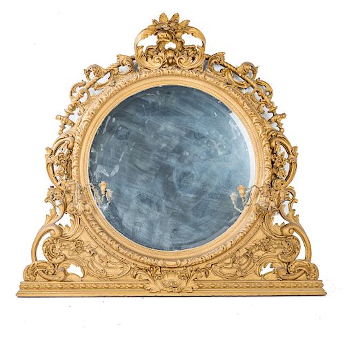Rococo Revival gilt composition mantal mirror