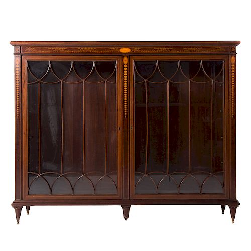 Federal style inlaid mahogany bookcase