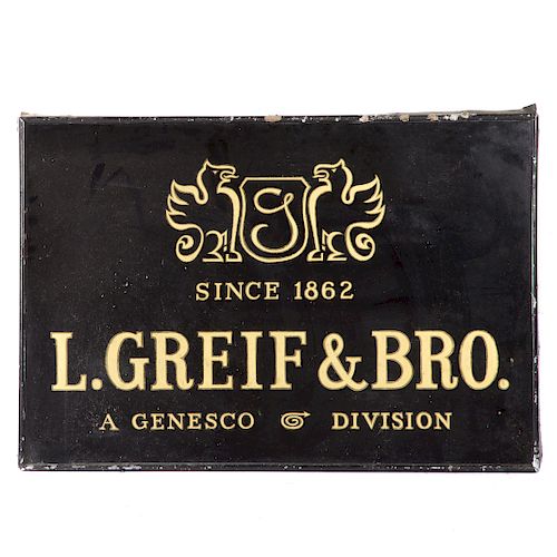 L. Greif & Bro. gilt and glass sign