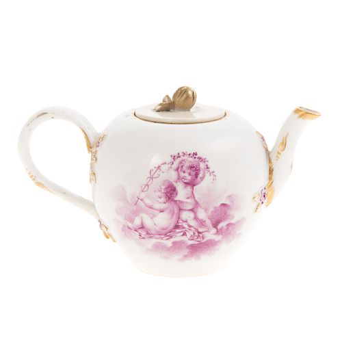 Meissen porcelain miniature globular teapot