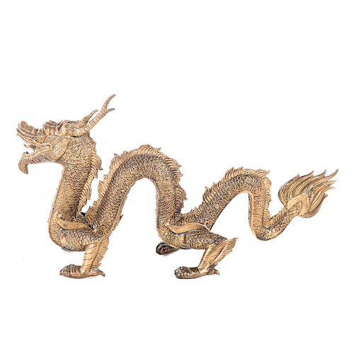 Large Asian gilt-metal dragon