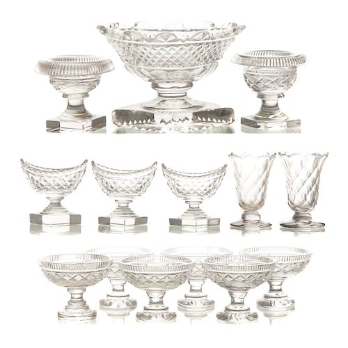 14 Anglo-Irish cut glass salts and table articles