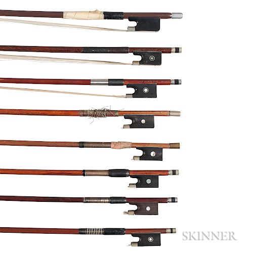 Eight Nickel-mounted Violin Bows