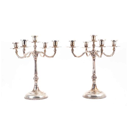 A PAIR OF STERLING SILVER CANDELABRA