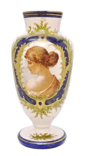 A Continental Enamel and Gilt Decorated Porcelain Vase, Height 14 inches.