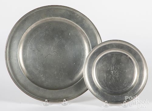 Two Connecticut, Joseph Danforth pewter plates