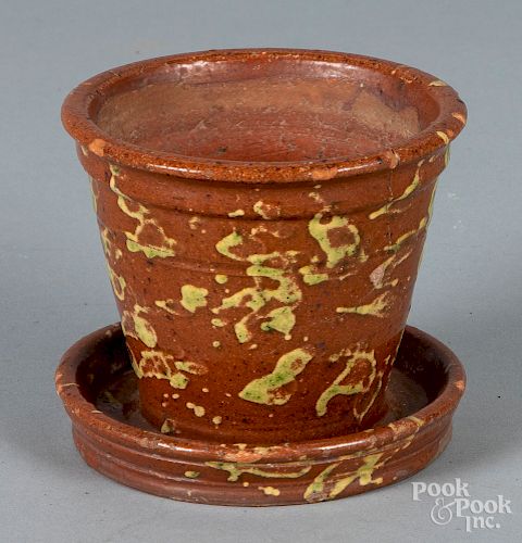 New England redware flower pot, etc.