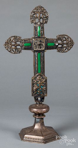 Arts and Crafts silver plated crucifix