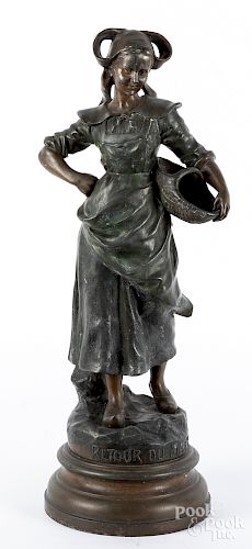 Spelter figure of a peasant woman, 22 1/2" h.