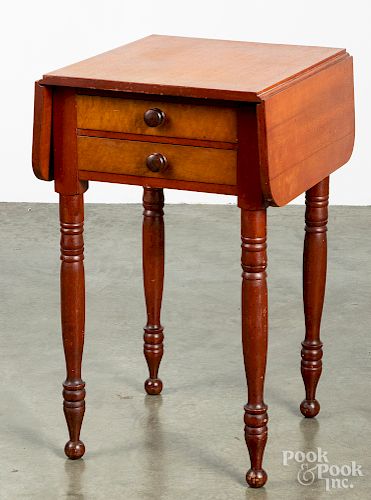 Pennsylvania maple and walnut two-drawer stand