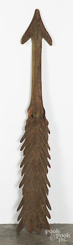 Carved and painted arrow trade sign or weathervane