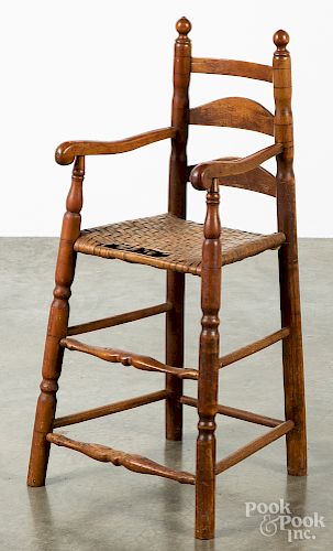 Red stained highchair, ca.1800.