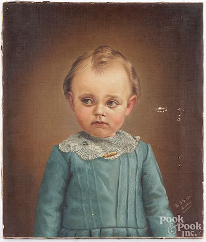 Oil on canvas portrait of a child