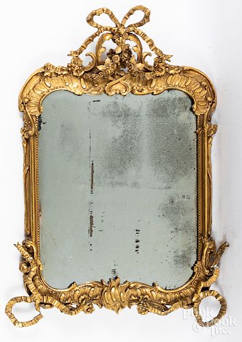 Italian giltwood mirror, 19th c., 31" h.