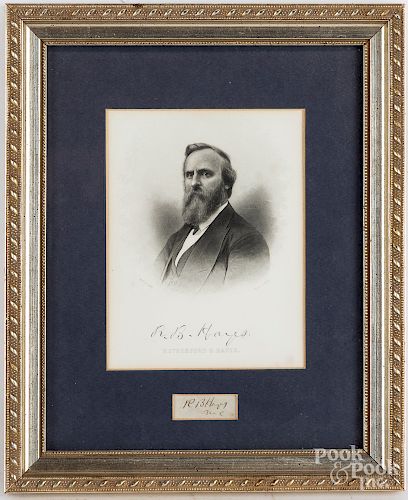 Rutherford B. Hayes clipped signature and print.