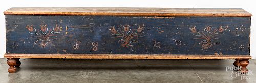 Painted pine wood box dated 1866