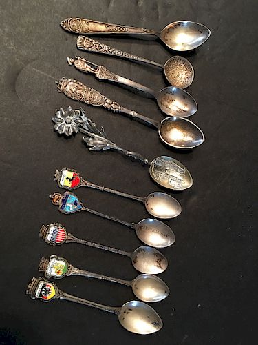 OLD 10 pieces of Silver Sterling Spoons, marked with some