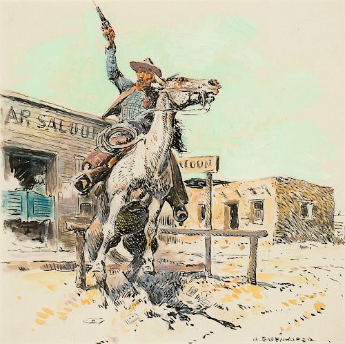 Nick Eggenhofer (1897-1985), Untitlted (Cowboy and Saloon)