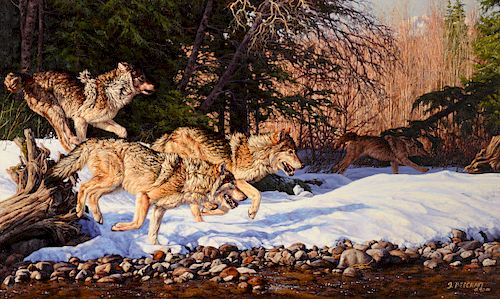 Greg Beecham (b. 1954), Wolves Running