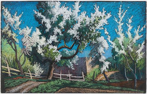 Albert Schmidt (1885-1957), Blossoming Trees and Adobe House