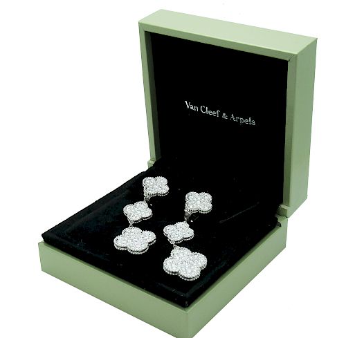 Van Cleef & Arpels 18k White Gold Magic Alhambra Diamond Earrings
