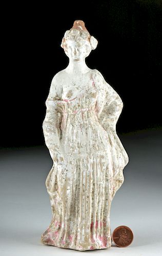 Greek Tanagra Polychrome Standing Woman Figure