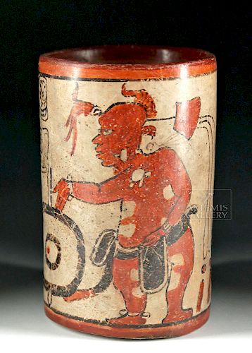 Mayan Peten Polychrome Cylinder - Dwarf Figures