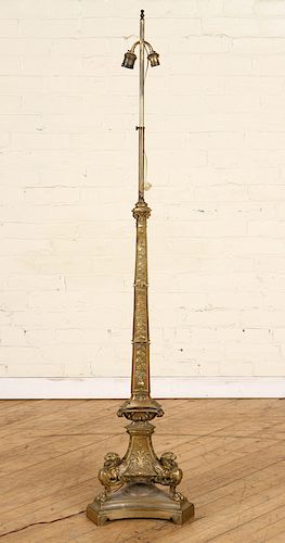 CONTINENTAL BRONZE FLOOR LAMP GRIFFIN FEET CIRCA 1900