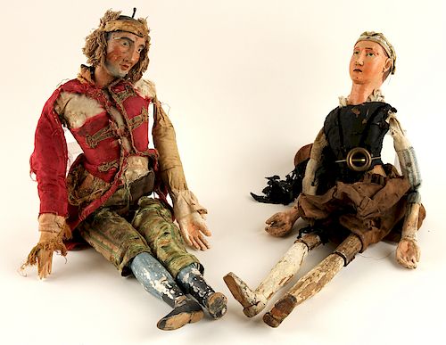 LOT OF TWO 19TH C. ITALIAN MARIONETTE FIGURES